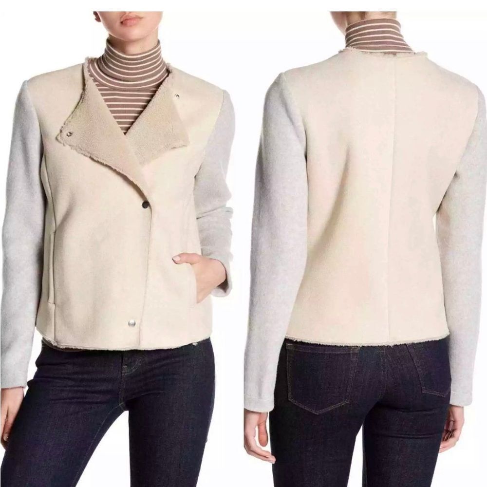 BB Dakota‎ XS Ivory and Grey Glenna Sueded Jacket